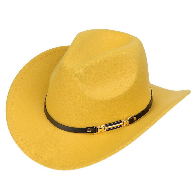 Western Cowboy Top Hat Spring And Autumn New Jazz Hat Big Brim Pentagram Belt Accessories Felt Hat Men And Women