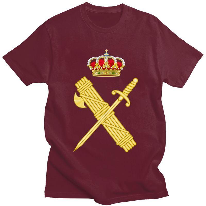 Custom Emblem Of The Spanish Civil Guard Tshirts Men Short Sleeve T Shirt Spanish Coat Of Arms Tshirt Slim Fit Pure Cotton Tee