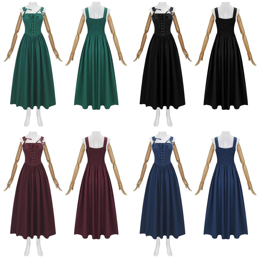 Renaissance Woman Dress With Spandex Fabric For Fantasy Role Play Cosplay