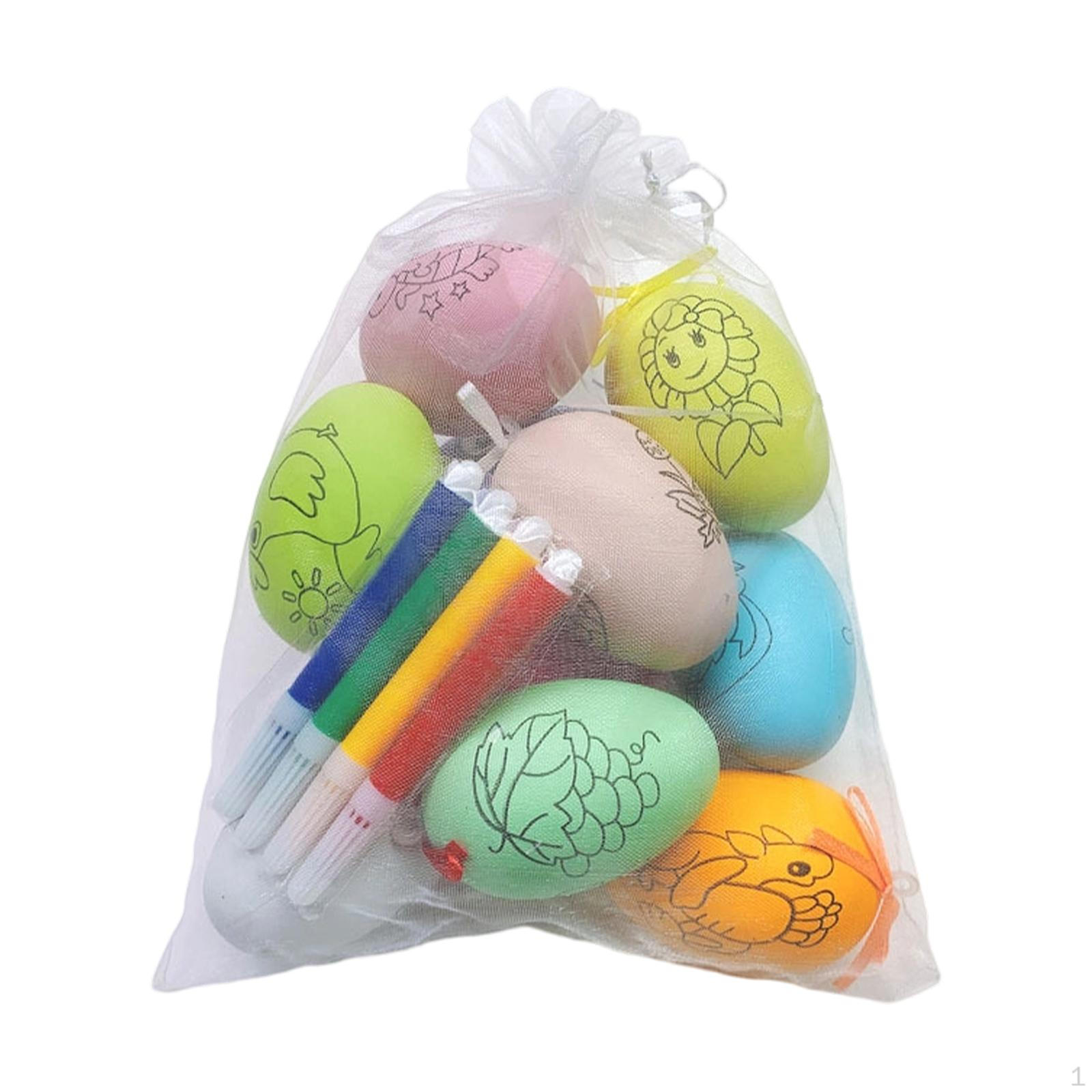 

10 Pieces Easter Eggs Painting Kit Eggshells Decorating with Marker Crafts Supplies Coloring for