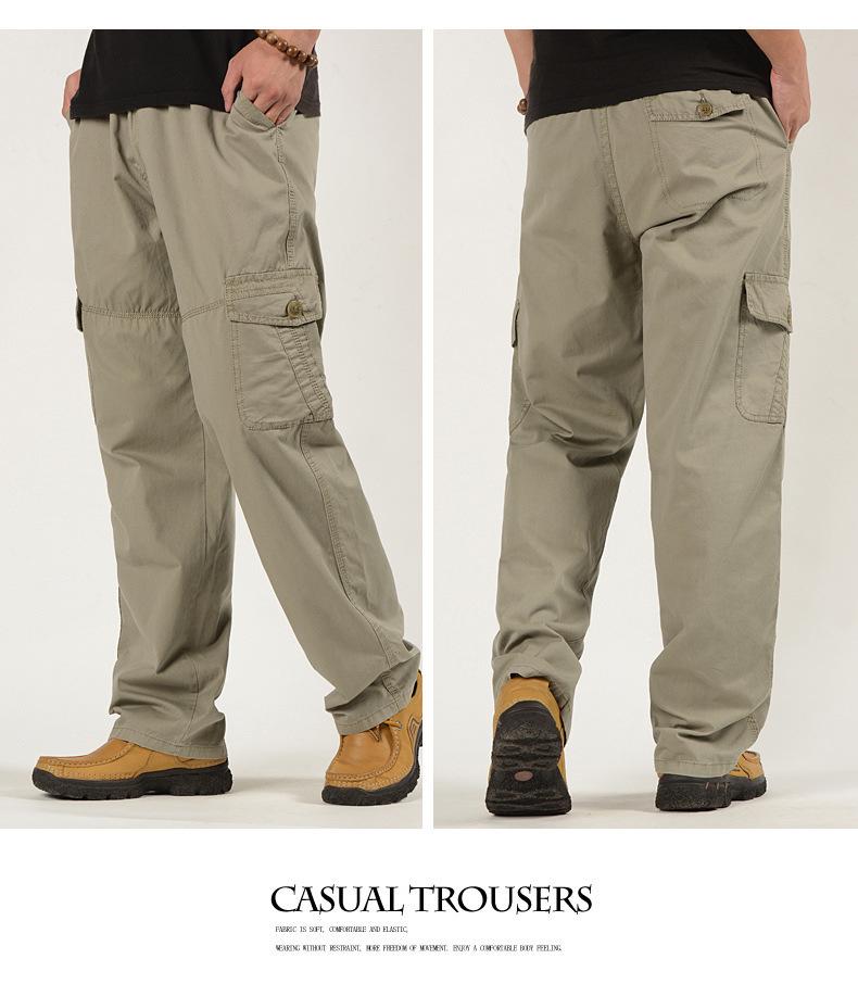 Men's Spring Elastic Waist Work Pants - Straight Leg, Loose Fit, Plus Size, Casual Long Pants for Middle-Aged and Elderly