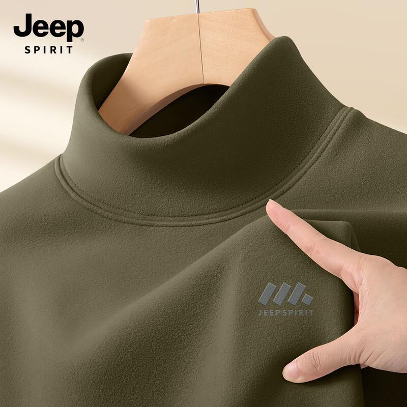 JEEP SPIRIT Men's Half-Turtleneck De Velvet Long-Sleeve Thermal T-Shirt