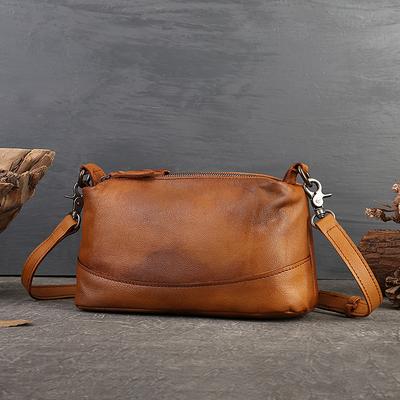Damentasche aus echtem Leder Vintage Weiches Leder Kissen Tasche Große Kapazität Handtasche Oberste Schicht Rindsleder Umhängetasche