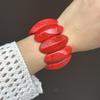 Vintage Wide Geometric Red Resin Acrylic Smudging Bangles Irregular Chunky Bracelets Bangle Jewelry for Women Summer Gift