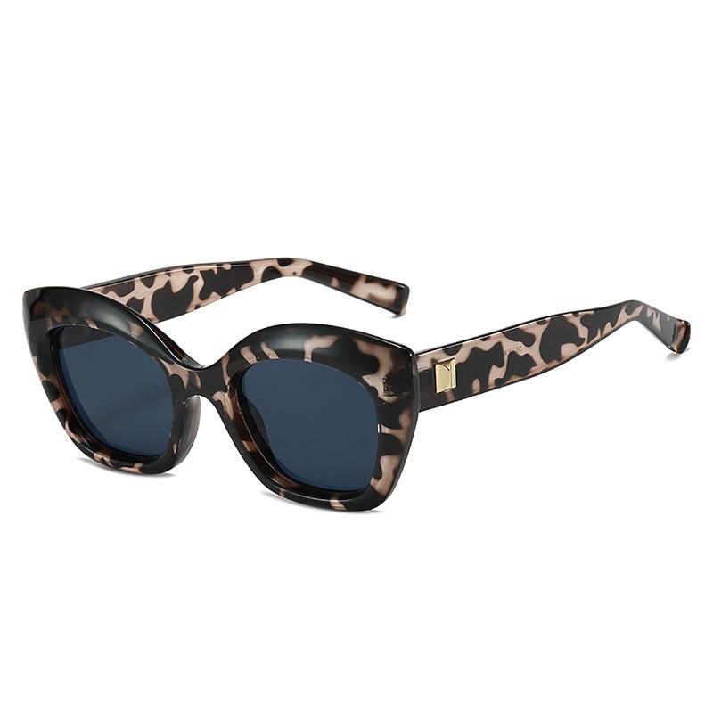 Cat Eye Jelly Color Sunglasses Women Retro Rivets Men Leopard Shades UV400 Sun Glasses