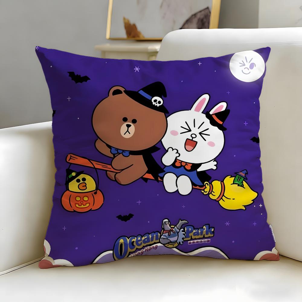 popular cartoon brand LINE friends Cushion Cover Soft & Easy-Wash Pillow Case – Versatile for Couch, Bed, Travel and Office