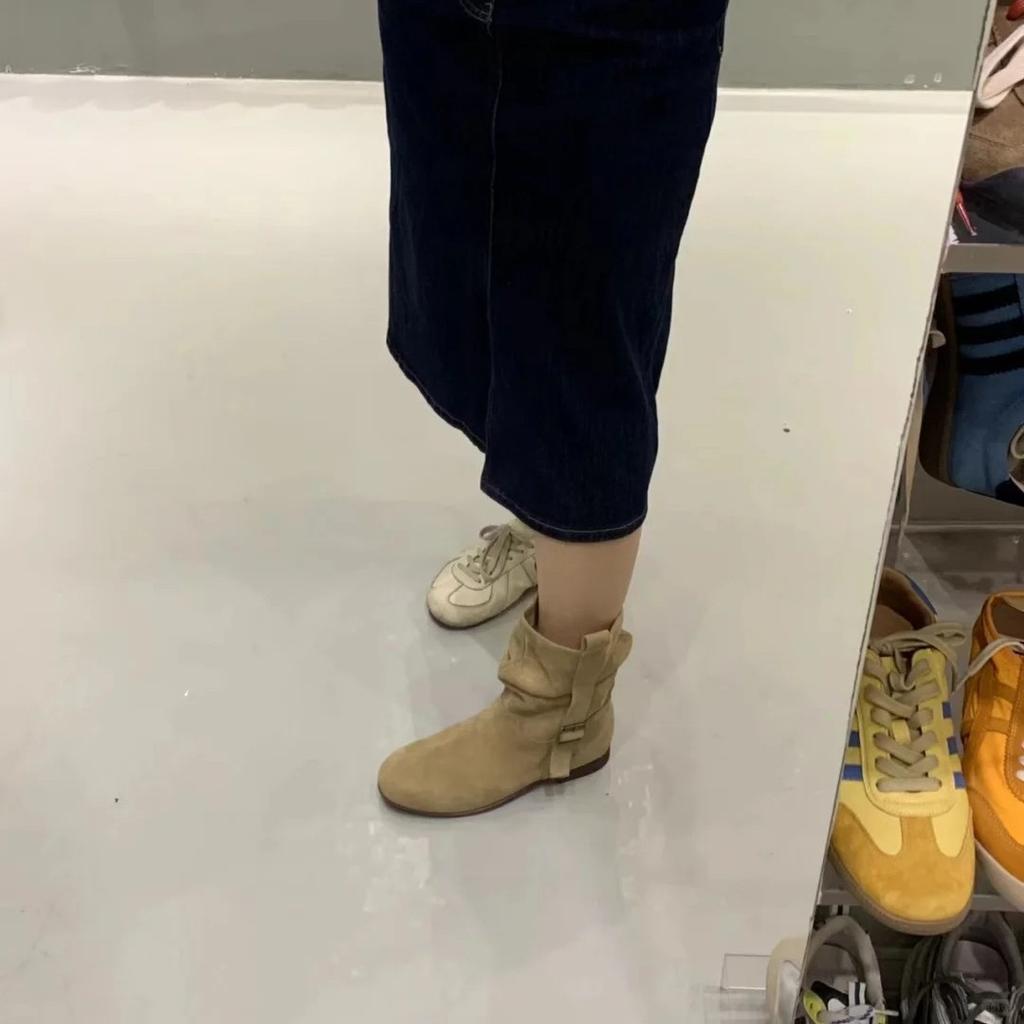 Cowhide version 2025 autumn and winter leather retro niche mid-tube Martin boots women's boots western fashion pile short boots