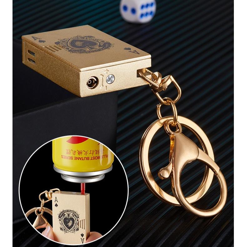New High Quality Mini Metal Open Flame Inflatable Lighter with Keychain Portable Cigarette Lighter Cigarette Accessories Gift