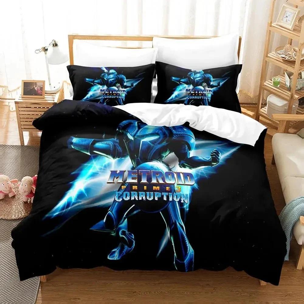 Metroid Prime Corruption Bedding Set Boys Girls Twin Queen Size Duvet Cover Pillowcase Bed Kids Adult Fashion Home Textile