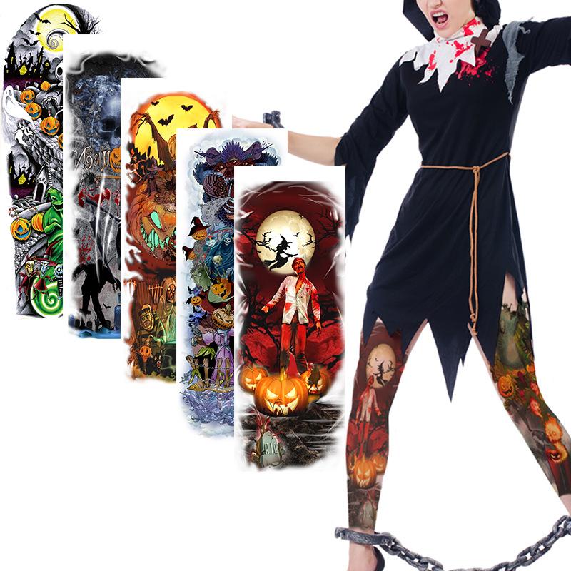 Halloween Tattoo Stickers, Big Picture Full Arm, Funny Horror Scars Bat Tombstone Tattoo