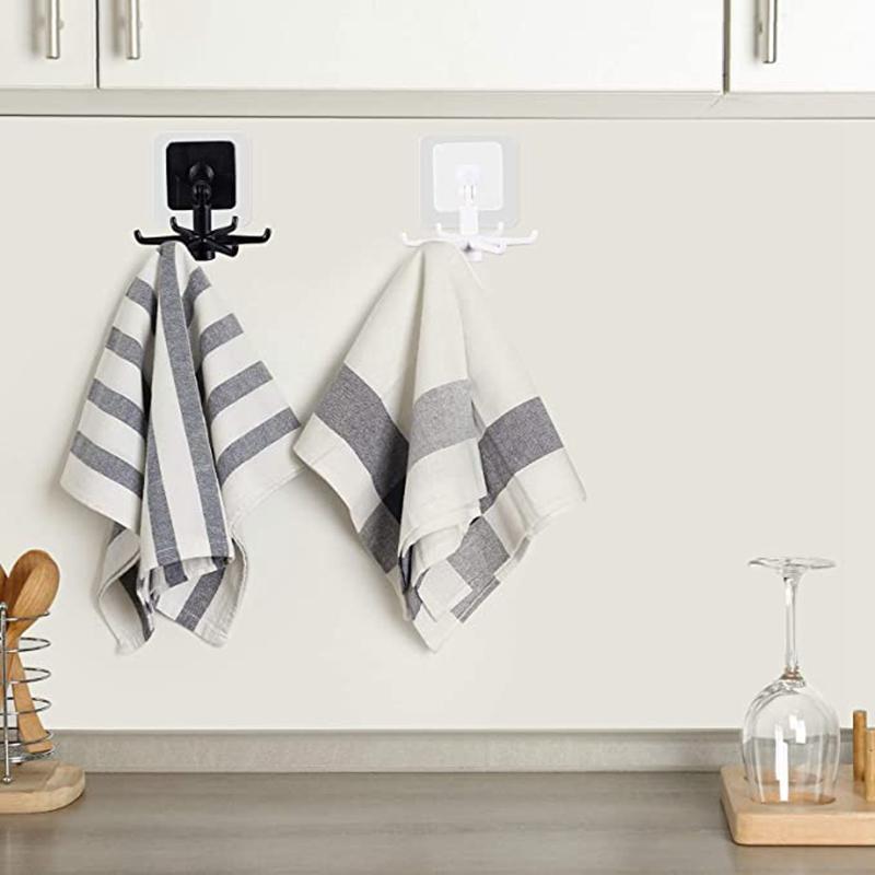 360 Degrees Rotated Kitchen Hooks Self Adhesive Wall Door Hook Handbag Clothes Ties Bag Home Hanging Rack