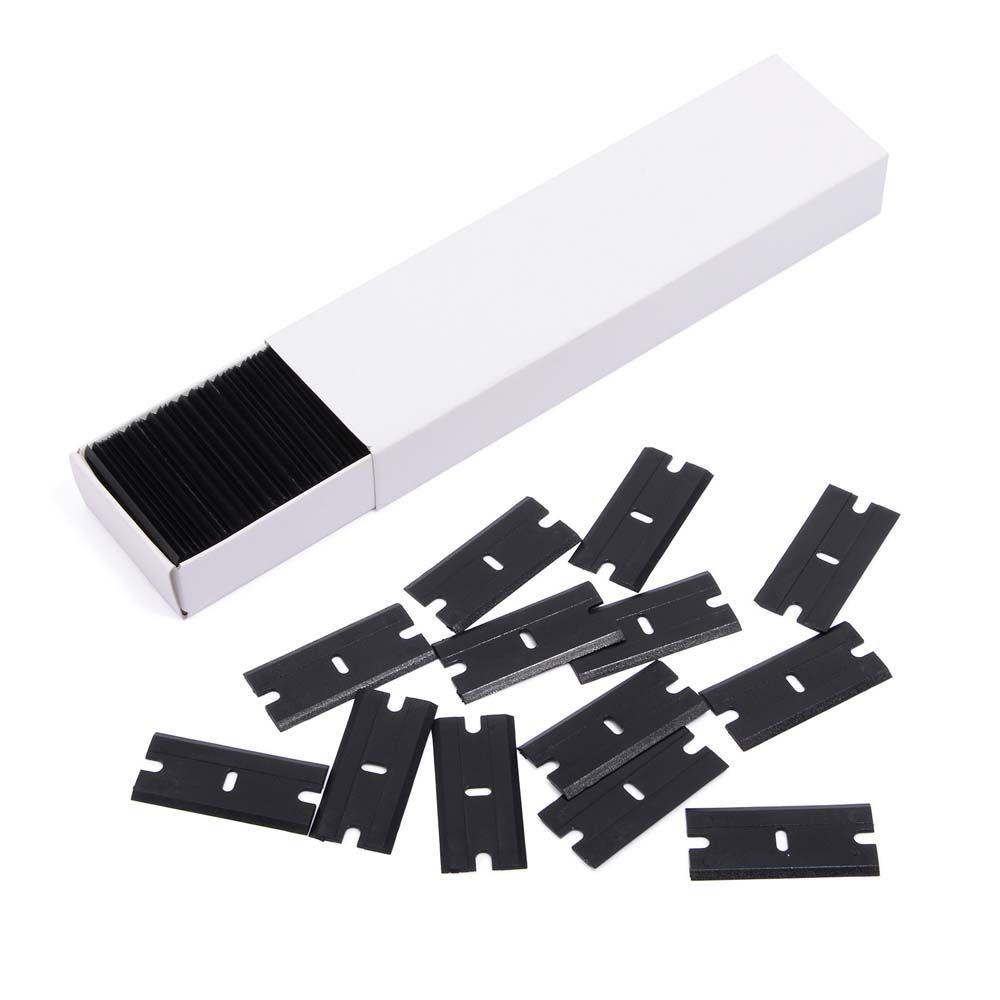 

Glue Remover Plastic Razor Blade Car Wrap Sticker Squeegee Label Clean Razor Window Clean Scraper black-100pcs/set
