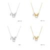 High Grade Butterfly Zircon Tassel Pendant Necklace Stainless Steel Fashion Geometric Choker Jewelry Party Gifts For Women Girls