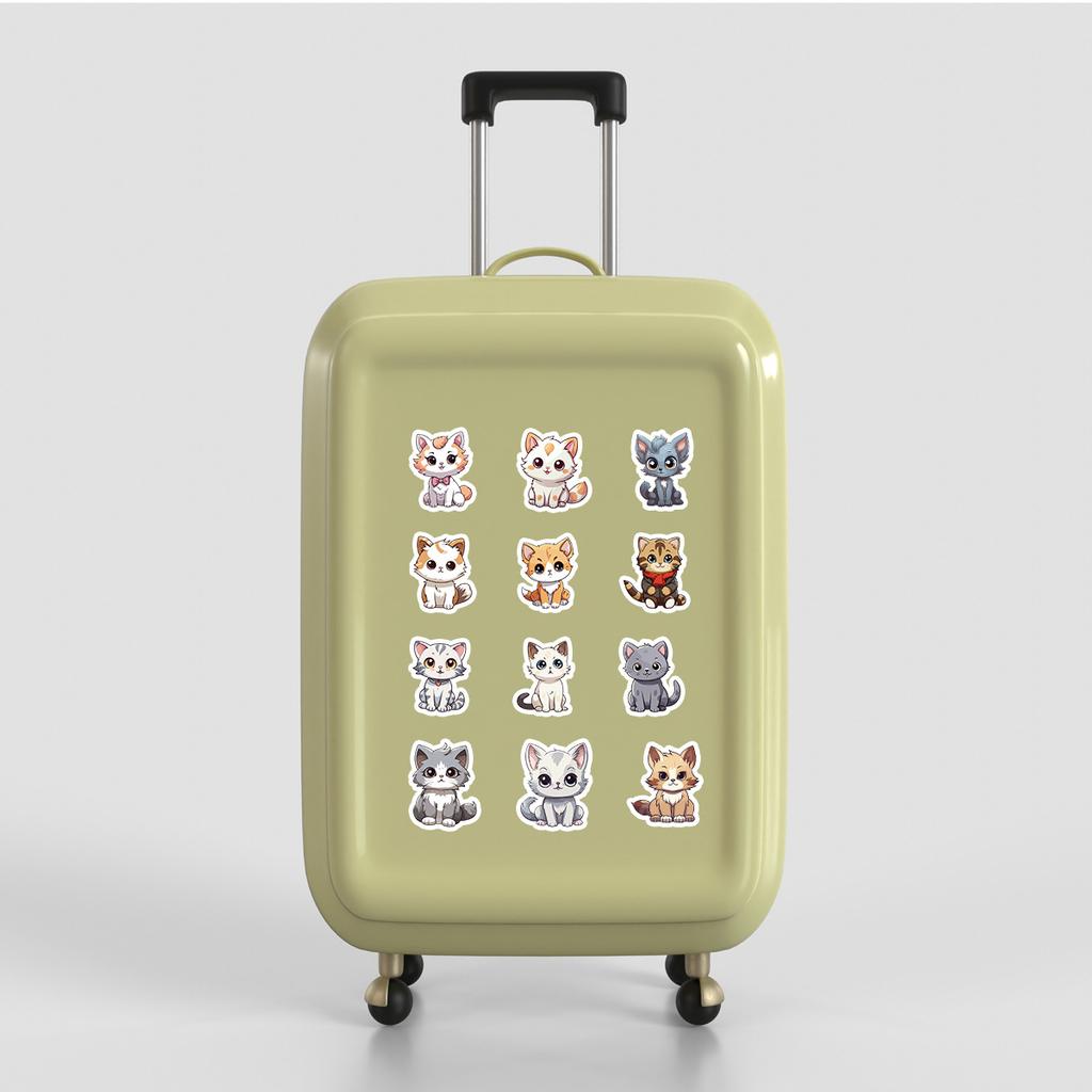 100 Cute Kitten Doodle Stickers for DIY Stationery, Water Cups, Computers, Luggage, and Waterproof Decorative Stickers