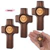 M-1/3pcs Wooden Cross Finger Stress Relax Gifts Christians Fidget Cross My Heart Pocket Prayer Cross Spiritual Symbol Home Decor