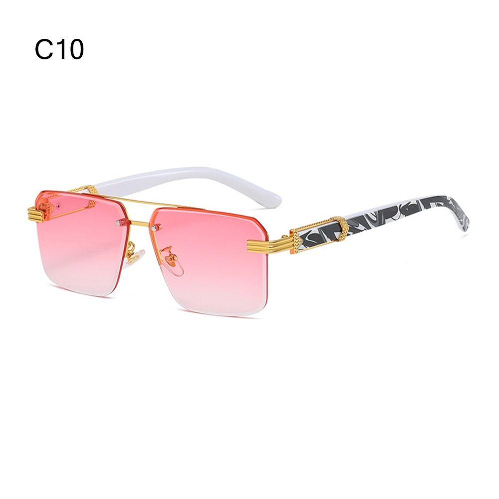 Square Frameless Sun Glasses UV400 Cutting Lenses Eyewear Retro Gradient Shades  for Women
