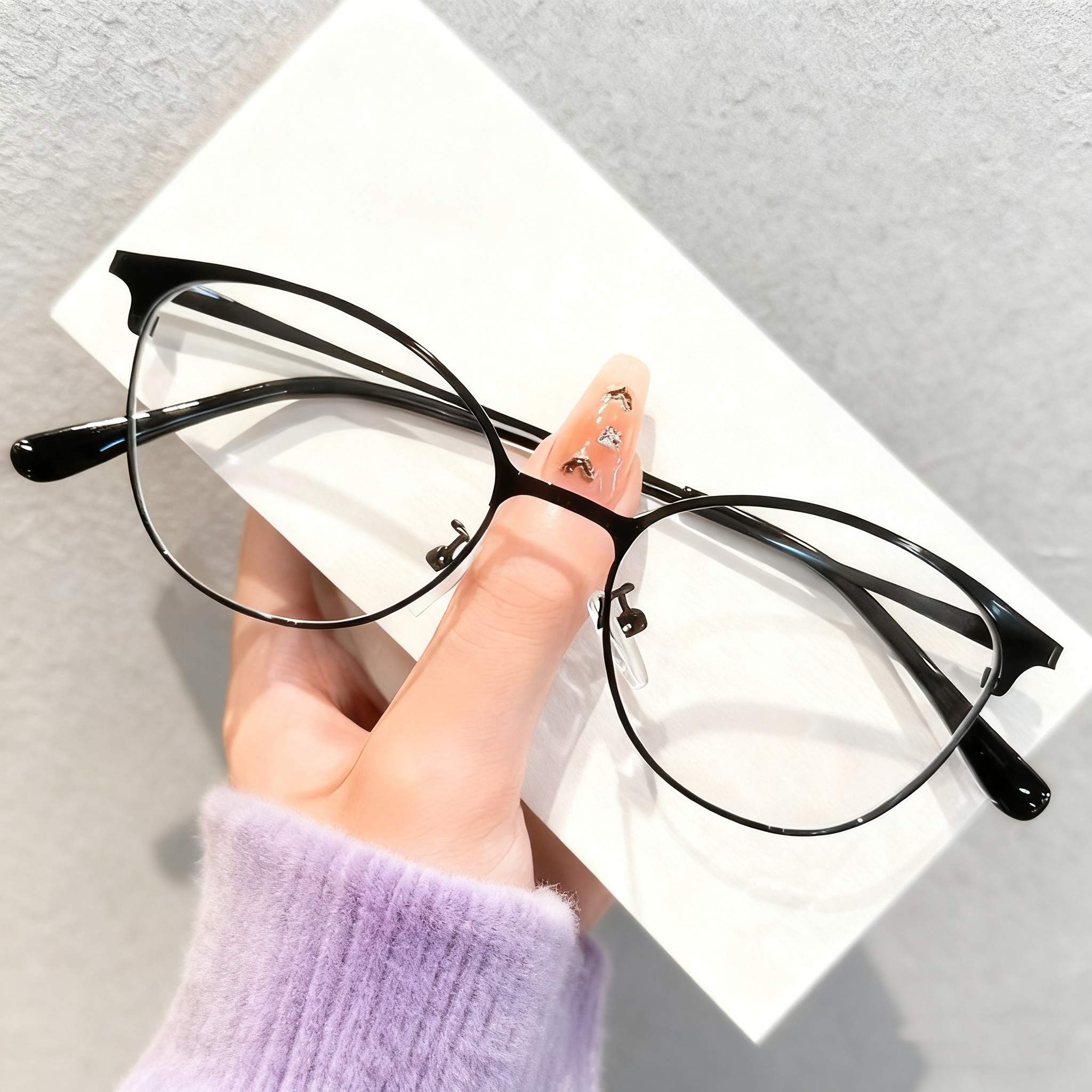 

Korean Style Small Reading Glasses For Women New Fashion Cat Eye Far Sight Eyeglasses Unisex Stylish Anti Blue Light Eyewear+4.0 3.5