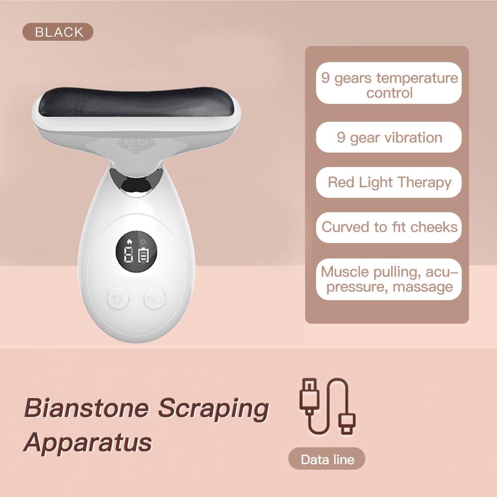 

Массажер для лица горячими камнями Электрический вибрационный массажер для лица Гуаша из бьянши Скребок V-лифтинг Омоложение Терапия красным светом