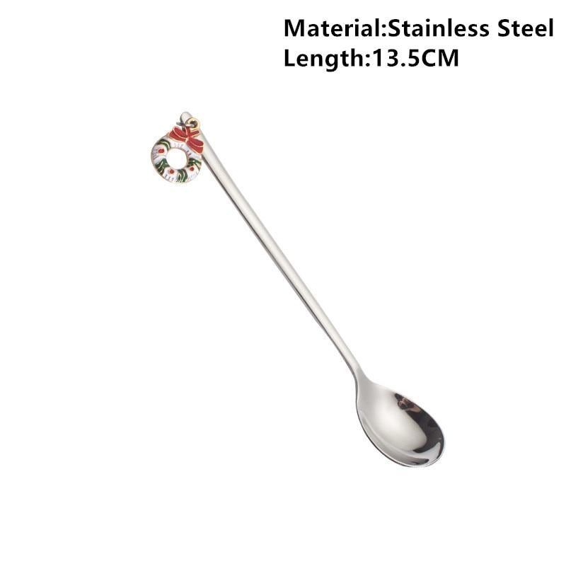 New Year 2021 Merry Christmas Stainless Steel Spoons Xmas Party Tableware Ornaments Christmas Decorations for Home Table Navidad Noel Gift