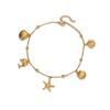 Fashion Beach Resort Ocean Wind Shell Starfish Dolphin Pendant Stacked Chain Stainless Steel Anklet Women