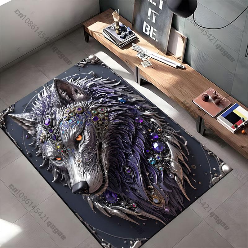 Majestic Wolf Adorned with Jewels Carpet Yoga Living Room Room Decor Children's Crawling Mat Doormat Area Rug Games Mat