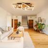 NETTLIFE Plafonnier LED cadre en bois intensité réglable éclairage sur trois côtés style moderne