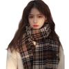 Retro Plaid Scarf Women's Winter New Rose Pink Scarf Autumn and Winter Atmosphere Sense of Advanced Sense of Versatile Tide