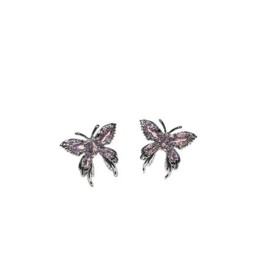 New light luxury fashion trend sweet simple exquisite versatile high-end butterfly zircon earrings ear jewelry