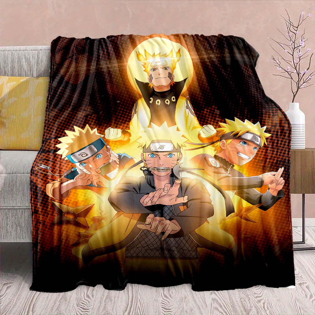 

Naruto Anime Flannel Blanket - Soft Warm Perfect for Sofa, Bedding Camping Travel Office Home Decor -QJY 75x90cm