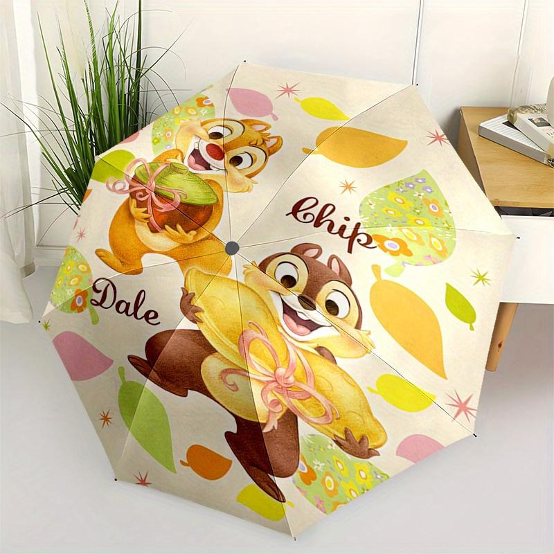 

1pc Chip Dale Automatic Folding Umbrella: Compact 8 Bone Design Cartoon Outdoor Travel Companion, Business Umbrella, Christmas Valentine s D