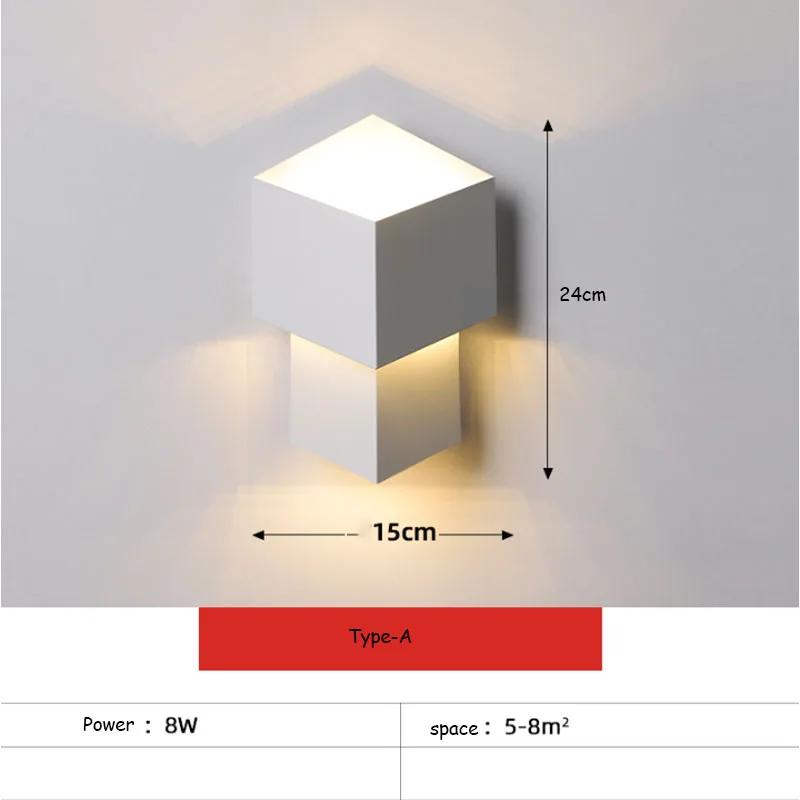 Square Three-dimensional Wall Lamp LED Bedside Lamps Hoom Decor Fixture Living Room TV Background Night Lantern Hotel Corridor