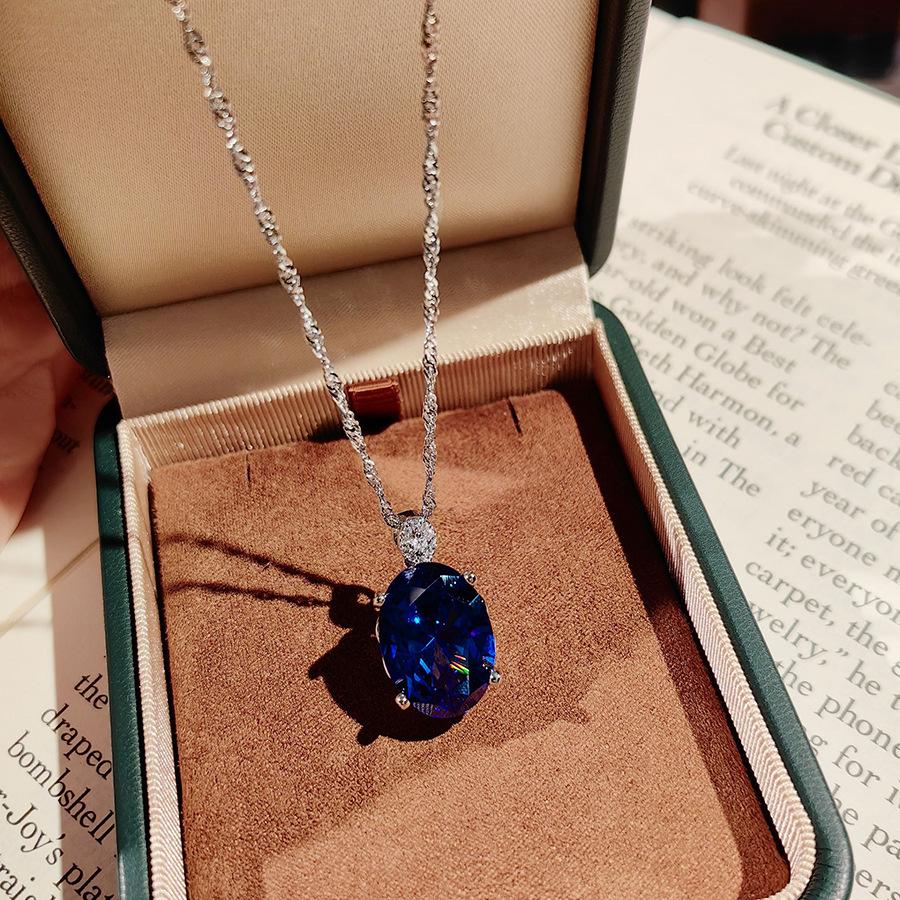 High-End Schwerindustrie Design Realistisches Königsblaues Set Luxus Voll Diamant Anhänger Offener Ring Farbige Schatz Rosa Diamant Ohrringe