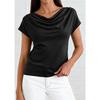 Summer New Women's Short-sleeved T-shirt Fashionable and Versatile Swing Collar Pullover Top