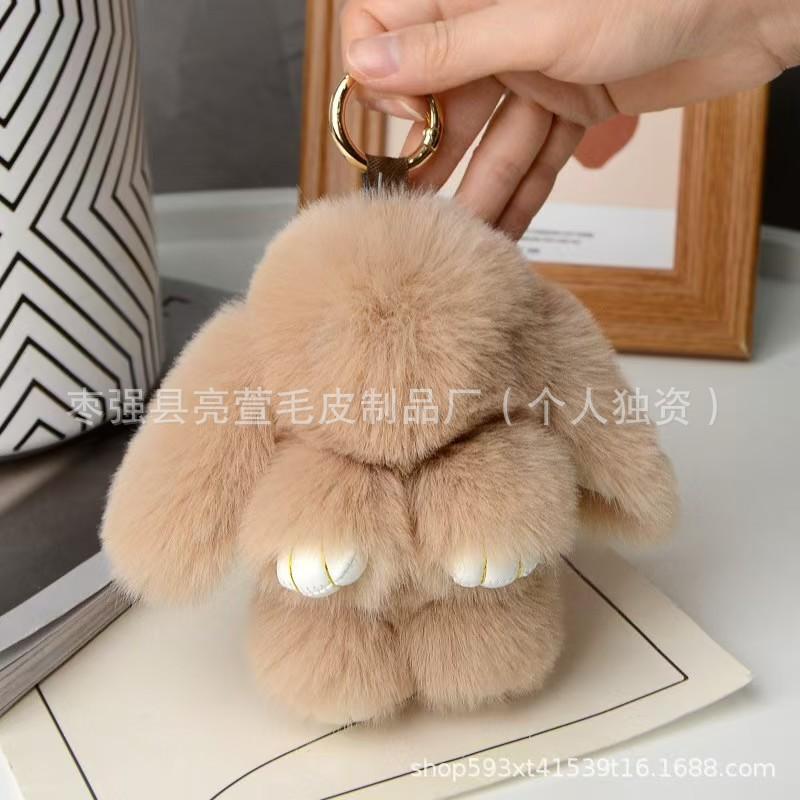 New Style 15cm Women's Rabbit Fur Keychain Bag Car Pendant Jewelry Decoration Fashionable Accessory for Bags and Gifts