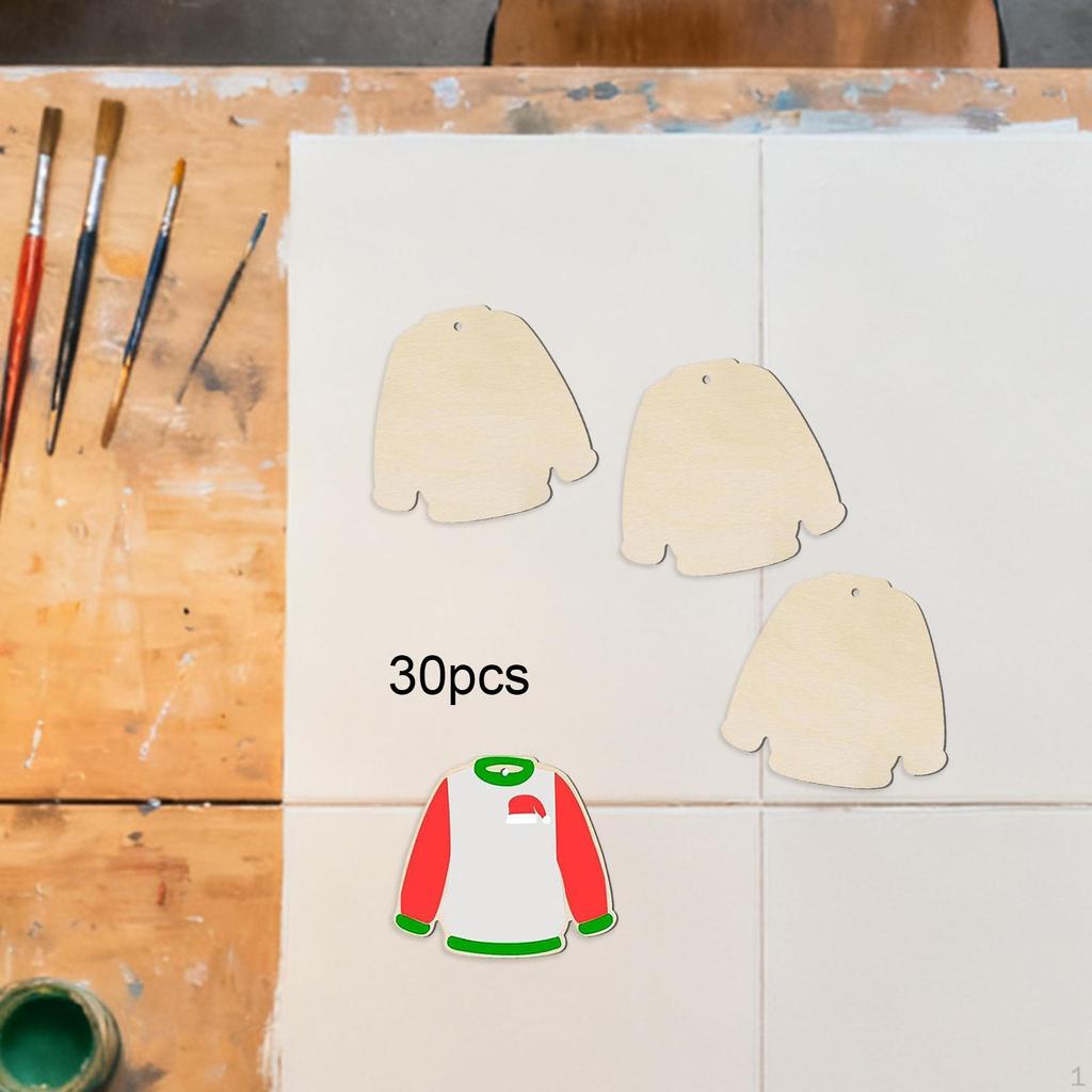 30 Pieces Unfinished Cutouts Blank Wood Slices 4" X 3.5" Wooden for DIY Crafts Party