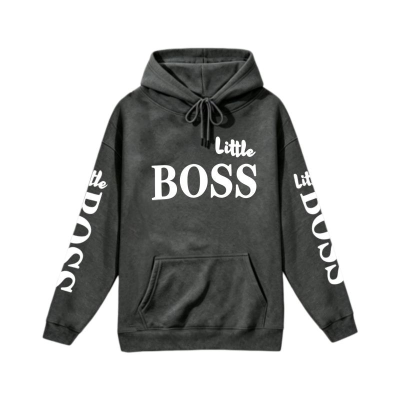 Trendy Kids' Letter Print Hoodie - 'Little Boss' Spring/Autumn Casual Sweatshirt for Boys & Girls