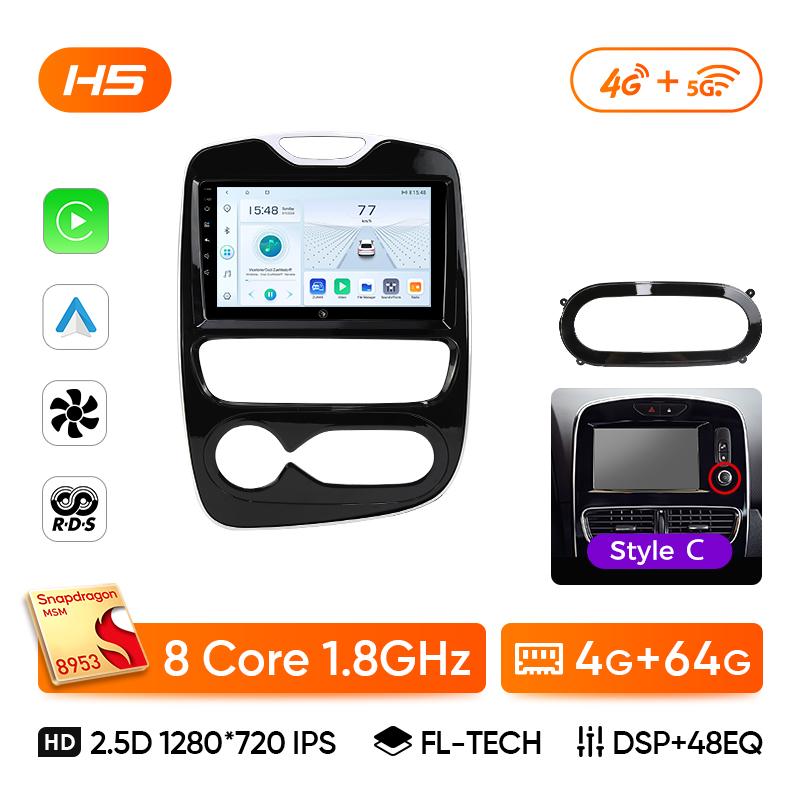 Ainavi Car Radio For Renault Clio 4 2012 - 2018 Wireless Carplay Android Auto Multimedia Player Stereo 2Din 4G Wifi DSP