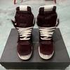 Ro Sneakers Wine Red Horsehair High Top Shoe Leather Boot Men Shoes ZIP Women Casual Sneaker Luxury Horse Hair Ankle Boots