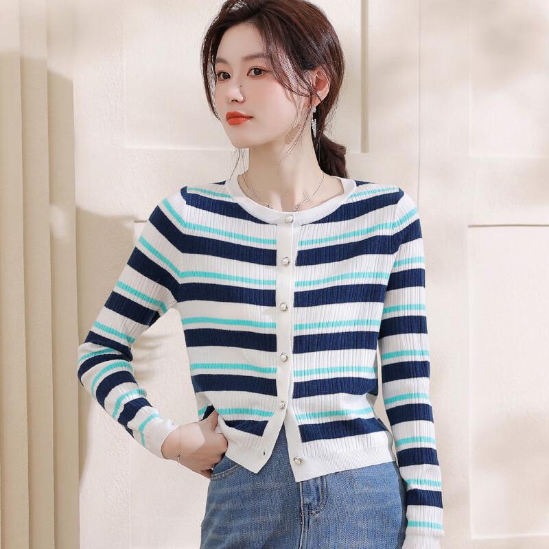 Yiliteng Women's Striped Knitted Cardigan