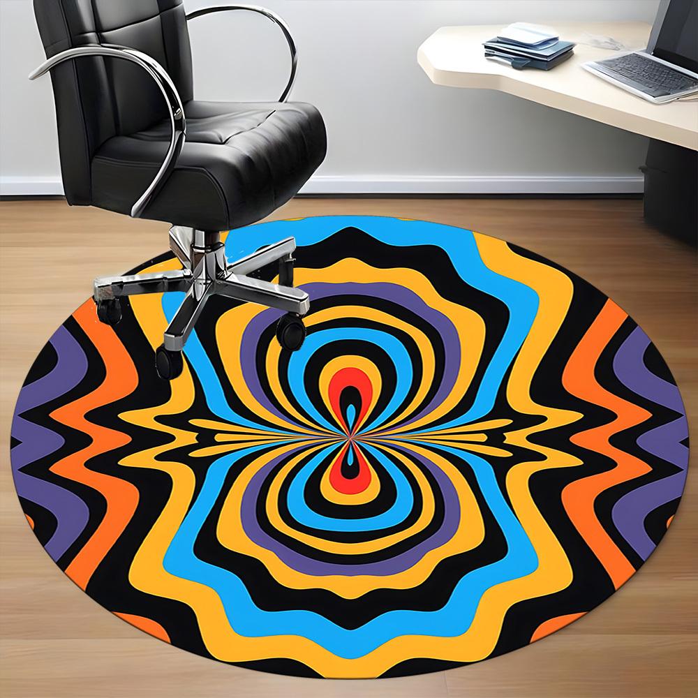 1pc Psychedelic Pattern Carpet, Round Non Slip Durable Large Size Office Carpet, Suitable for Office