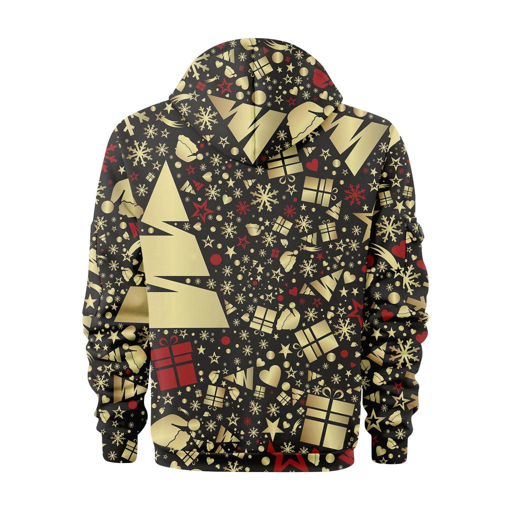 Herren Weihnachten Print Kapuzenpullover Halb-Reißverschluss Lässig Sport Sweatshirt