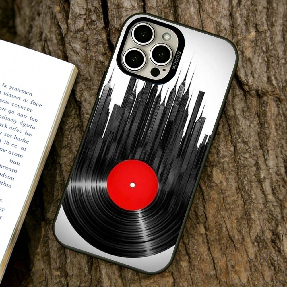 

Retro Vinyl Phone Case For iPhone 17,16,15,14,13,12,11 Plus,Pro Max,XS,Colored Silver Plated Inside Cover iPhone12ProMax