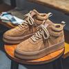 Designer Suede Leather Cotton Boots for Men British Style Retro High Top Platform Shoes for Men Outdoor Lace Up Walking Sneakers