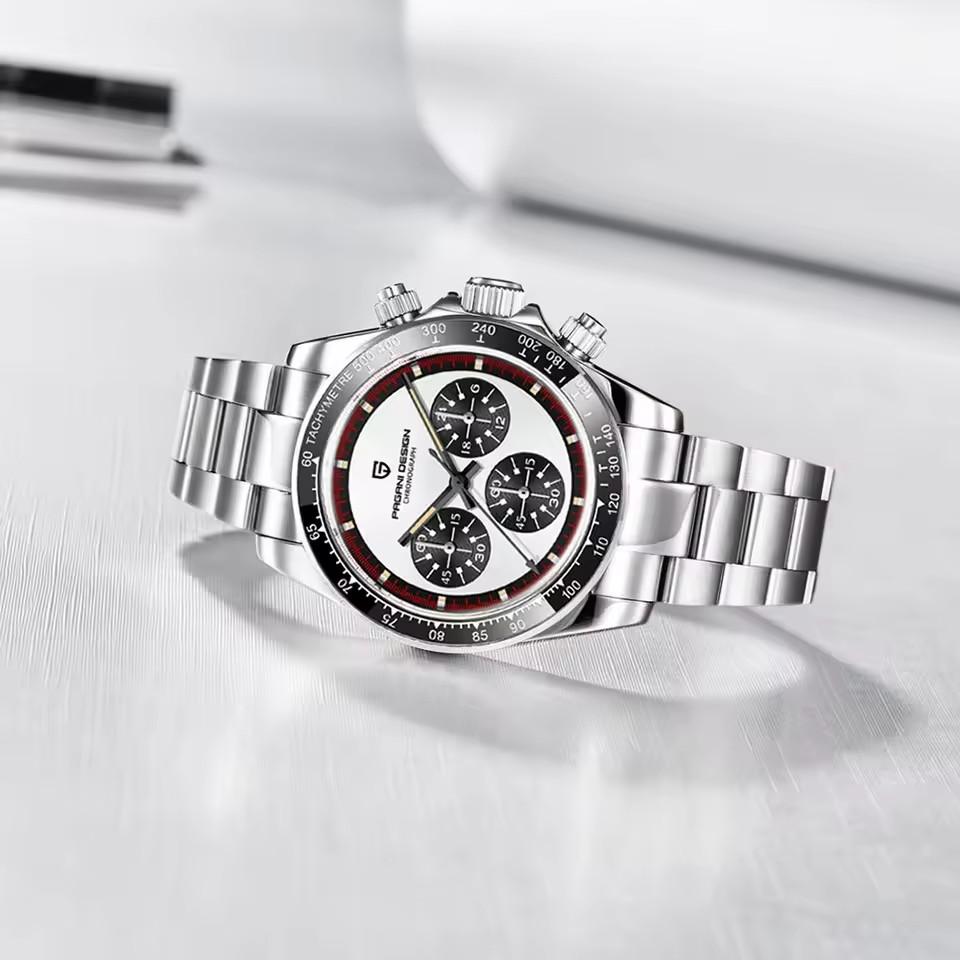 PAGANI DESIGN 39.5MM Quartz Men Watch Casual Business Multi Time Zone Stainless Steel Sapphire Glass Chronograph Watches for men