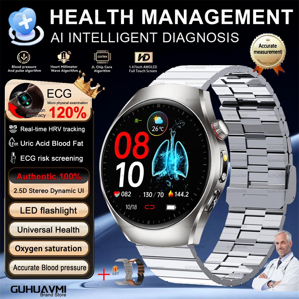 2026 Brand New Upgrade Health Check Smart Watch ECG Blood Lipid Uric Acid Body Fat Sports Waterproof Smart Watch For Man Women