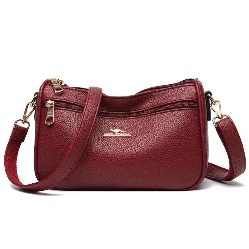 Women's Bag Fashionable Versatile Shoulder Bag Soft Leather Texture Retro Messenger Bag Multi-compartment Mother Bag