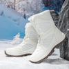 MCTIN Women White Snow Boots Winter Plush Black Warm Mid-calf Boots Ladies Slip-on Cotton Shoes Plus Size 35-42