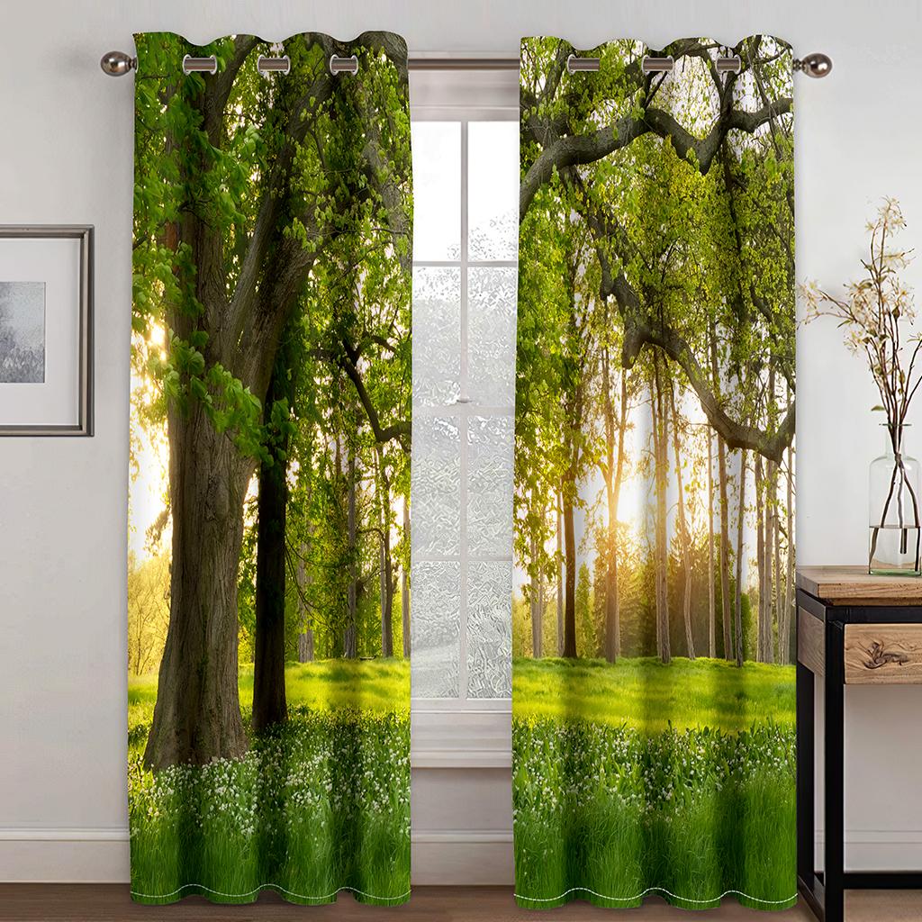 

Manor Tree Farm Spring Plant Landscape Shade Занавеска Роскошная Гостиная Спальня Домашний Декор Занавеска 2 Панели 220W214H(CM)87x84in&Grommet Top