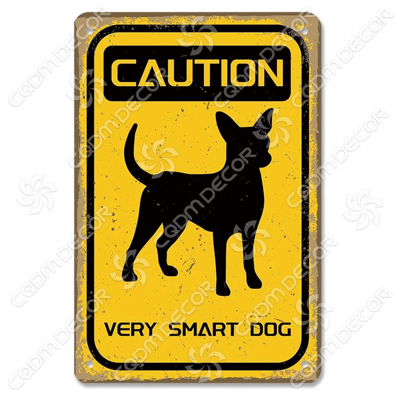 Varning för Hund Varningsskylt Plåtskylt Metallplatta Varning Fara Hundar Vintage Poster Metallplakett Trädgård Bakgård Gård Hem Väggdekor