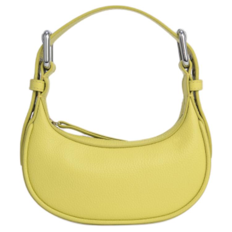 

By Far Mini Soho Solid Color Zipper Closure Pebbled Leather Shoulder Tote Bag Small Women Handbags Yellow-Apple 23SSMNSSAPLSGCSMA Basic Set (Bag+Dust Bag)